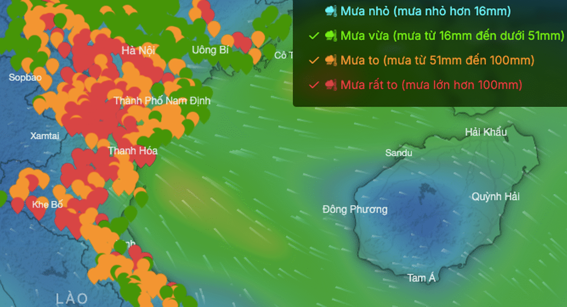 BÃO SỐ 5 đã suy yếu, nhưng hoàn lưu mưa lớn vẫn đe dọa trung du, đồng bằng Bắc Bộ và các tỉnh từ Thanh Hóa đến Hà Tĩnh với hơn 200 mm mưa, liệu thiên tai có còn đe dọa?