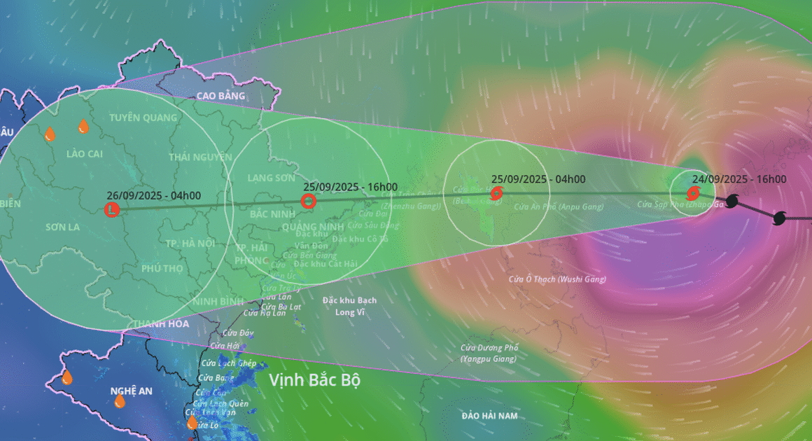 BÃO SỐ 9 GIẢM CẤP ĐỂU ĐỔI HƯỚNG, CÓ THỂ ĐỔ BỘ VÀO QUẢNG NINH – HẢI PHÒNG TRONG NGÀY MAI!