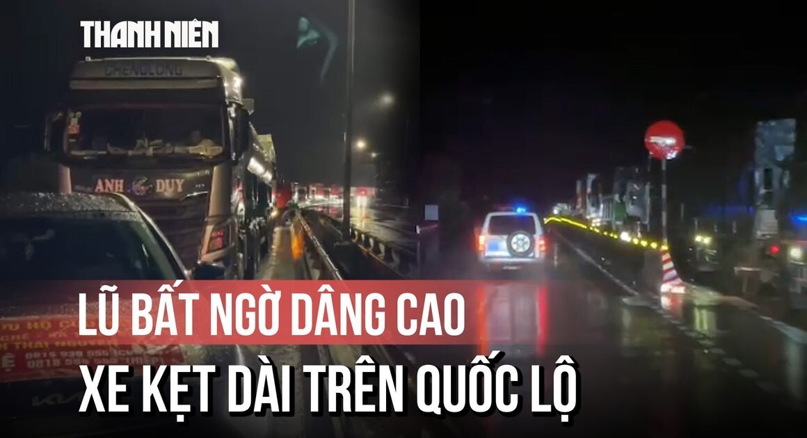LŨ ẬP TRẢI BẢY TÍ, ĐẨY HÀNG CHỤC PHƯƠNG TIỆN TRẬT VẬT TRÊN QUỐC LỘ GIÁP ĐẦY NGÀY