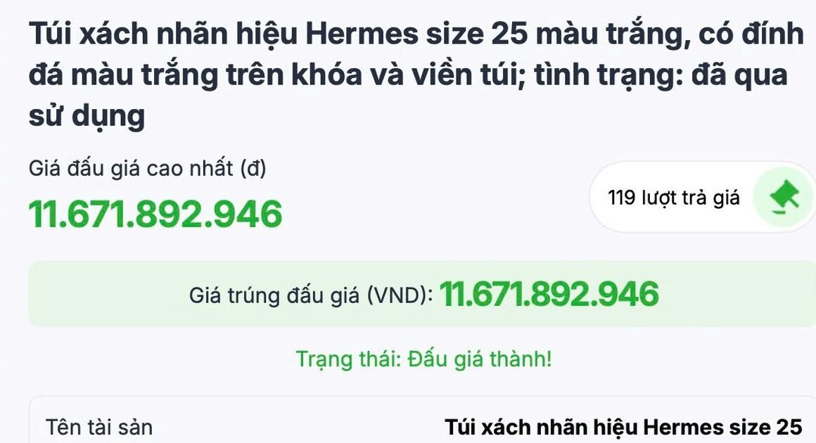 KHÁCH HÀNG PHẢI SỐC VỚI GIÁ ĐẤU HỢP LÝ CỦA TÚI HERMES TRỊ GIÁ TRÊN TRỊ ƯỚC HƠN 11,6 TỶ ĐỒNG!