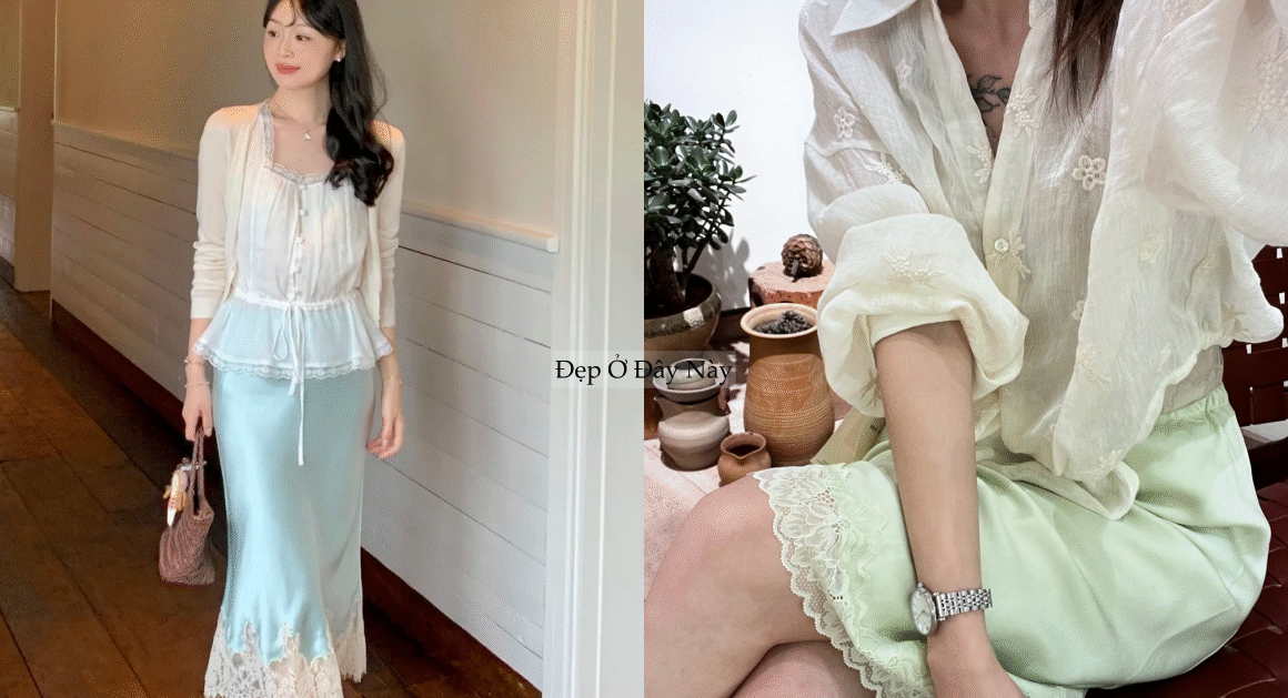 KHÁM PHÁ PHONG CÁCH MÙA HÈ MỚI VỚI CHÂN VÁY LỤA VIỀN REN ĐẸP MÊ LY!